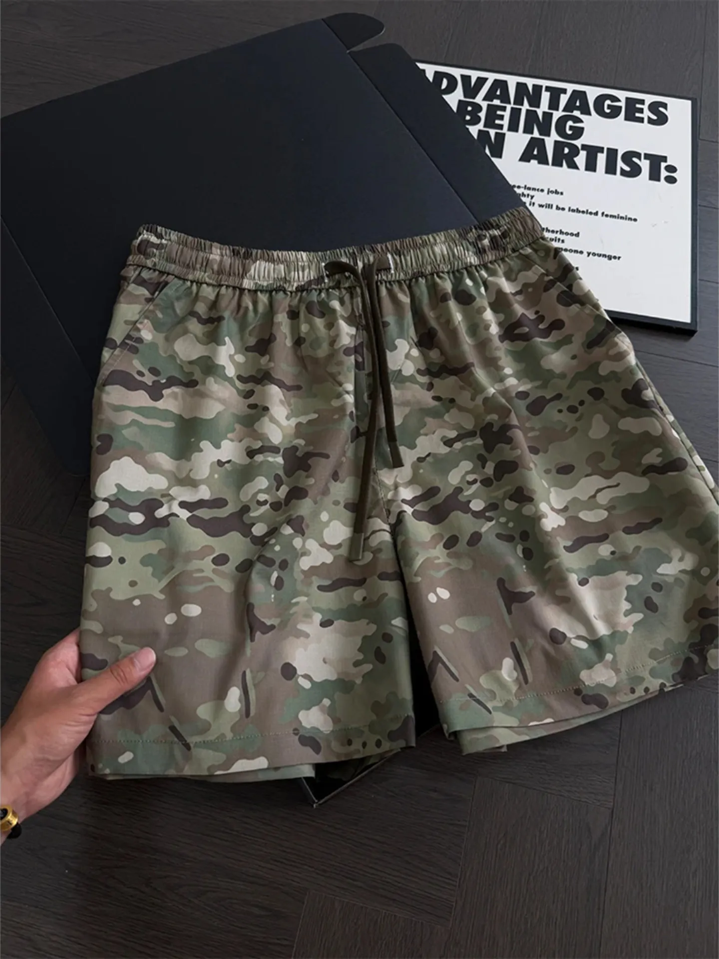 Quick Dry Camouflage Sports Shorts Men's Summer Thin American Style Ice Silk Cool Feeling Basketball Fitness Four-Quarter Mid...