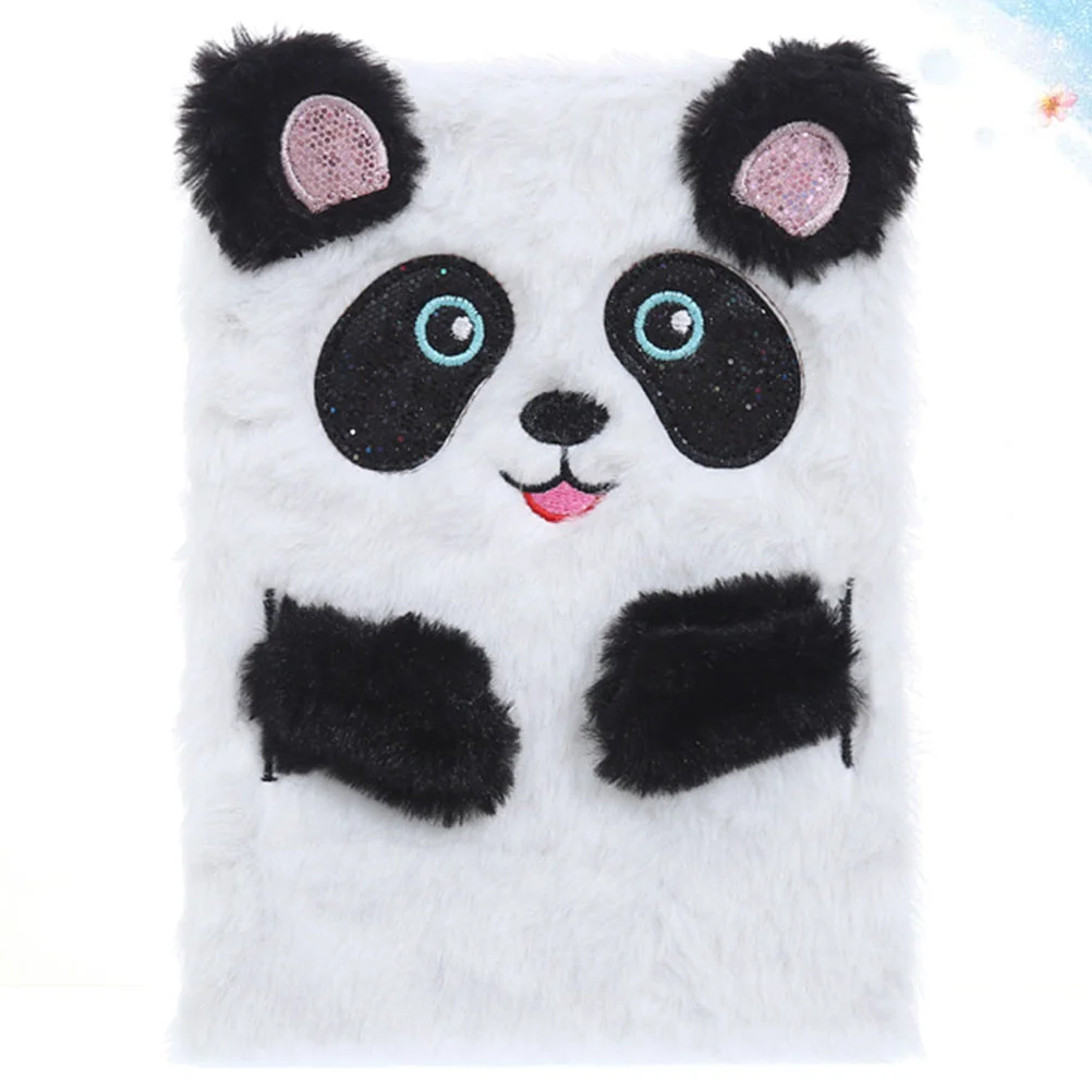 

Cartoon Notebook Plush Scrapbook Adorable Notebook Writing Pad Students Writing Journal Notebook Diary Notepad Supplies (Panda)