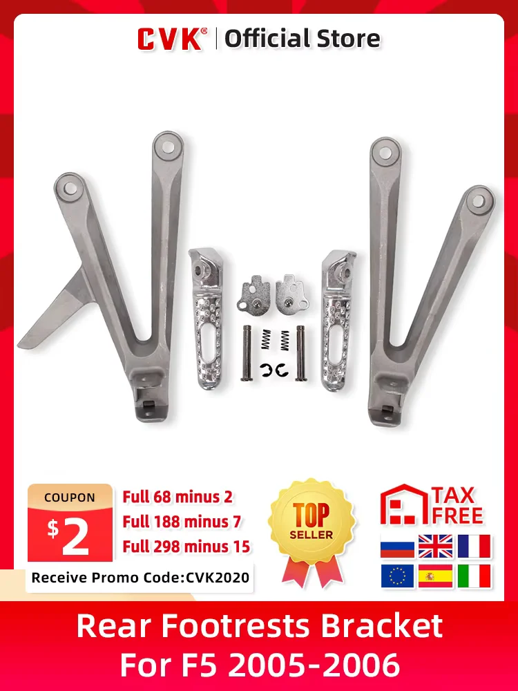 CVK Motorcycle Aluminium Rear Footrests Bracket Kit Foot Pegs Rests Assembly For Honda CBR600 2007 2008 - 2014 CBR600RR F5 07-14