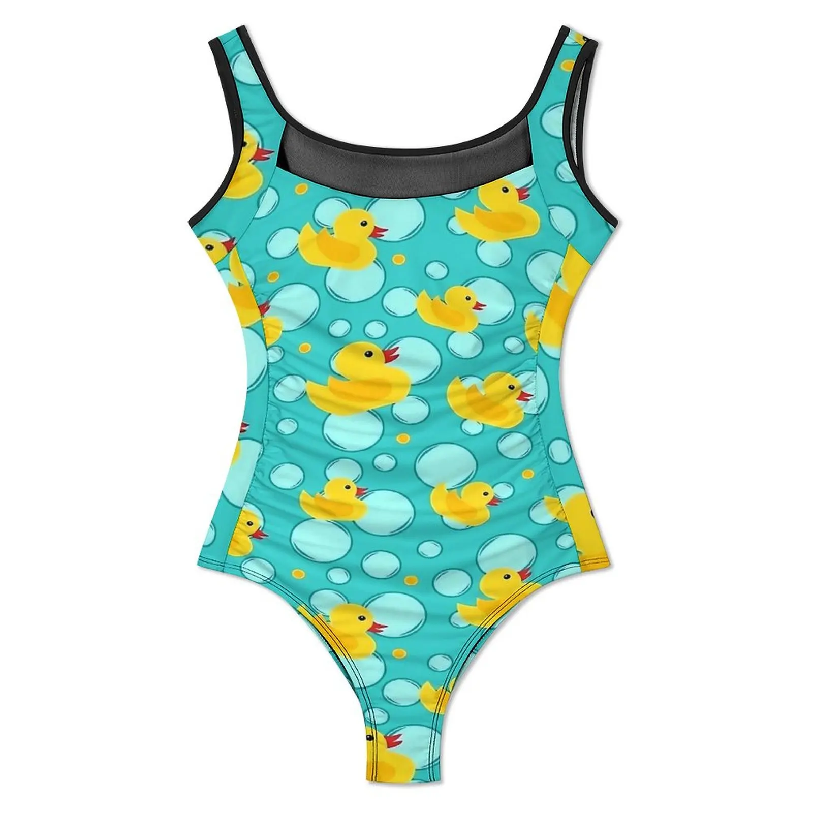 Cute Blue Yellow Rubber Ducks Swimsuit Swimwear One-Piece Beach Swimsuits High Cut Bathing Suits Lady Push Up Sexy Beach Outfits