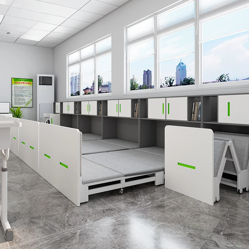 

School invisible bed folding bed cabinet Classroom integrated bed cabinet folding lunch bed