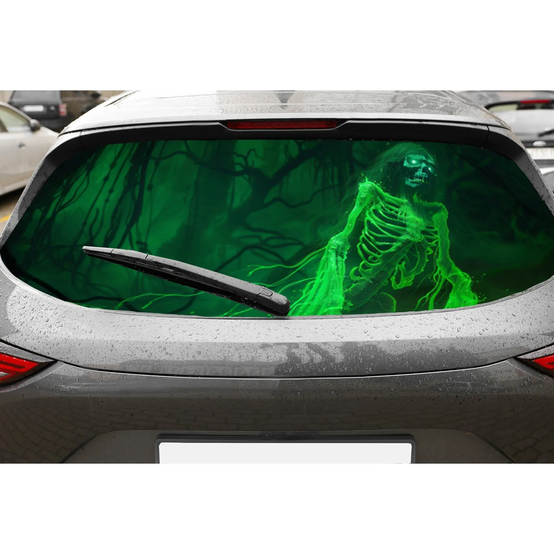 

Green Forest Haunted by Specter Car Rear Window Vinyl Wraps, Waterproof Self-adhesive Car Vinyl Wraps, Surface Protection, Perso