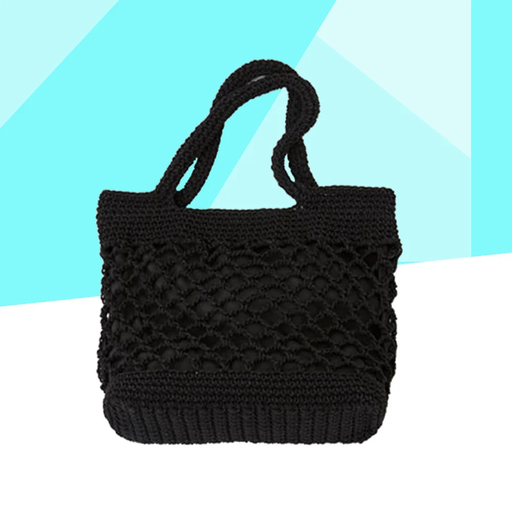 حقيبة شاطئ محمولة بخيط كروشيه يدويًا ذات سعة كبيرة حقيبة كتف عبر الجسم للتسوق على حمام السباحة على الشاطئ #4