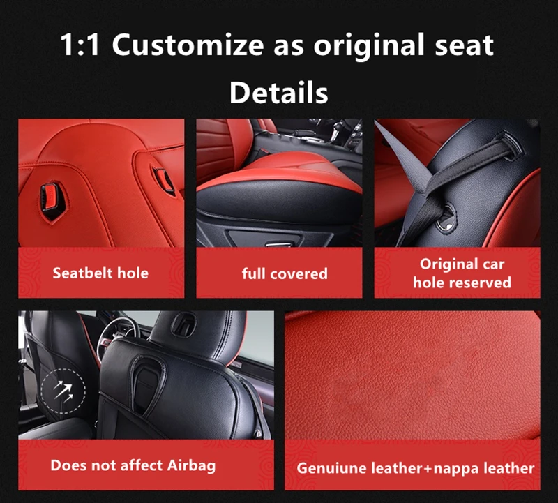 Custom Fit for 2015-2024 Mustang Car Seat Covers Full Set Durable Quality Material for Ford Mustang GT Mustang Convertible