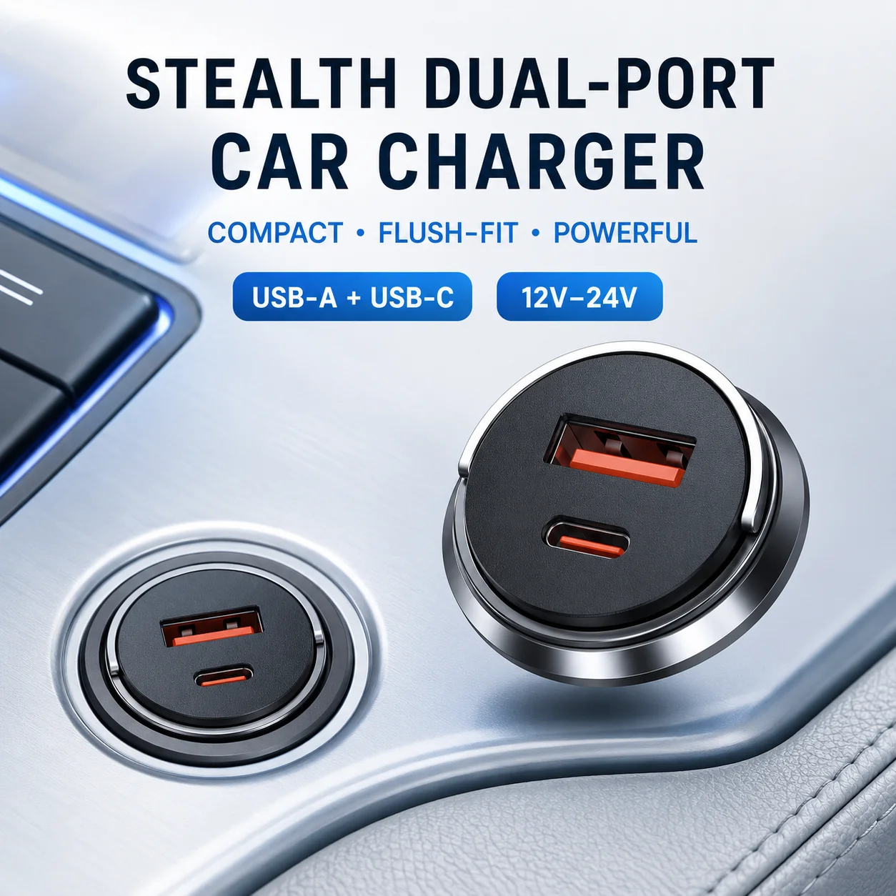 2026 100W mini Car Charger Fast Charging for iPhone QC3.0 mini PD USB Type C Car Mobile Phone Charger for Xiaomi Samsung Huawei