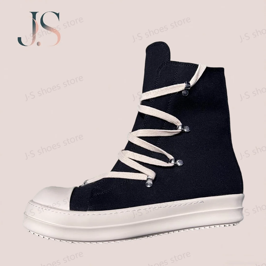 

Ro Geobasket Black Canvas Boots High Top Shoe Sneaker Men Shoes Zipper Boot Lace Up Women Ankle Boot Casual Sneakers