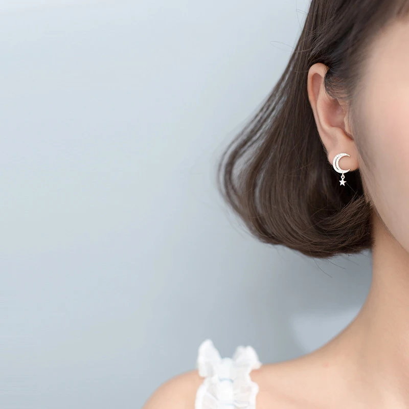 موديان-أقراط من الفضة الإسترليني عيار 925 على شكل قمر ، مجوهرات راقية ، زركونيا مكعبة ، زركونيا ، زيركونيت ، زركونيا ، زركونيت ، نمط كوري