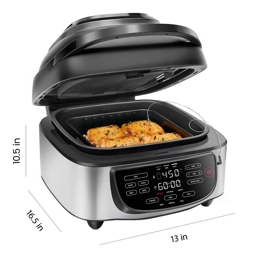 2023 New Chefman 5-in-1 Air Fryer + Indoor Grill with Cooking Thermometer, 7.4qt Capacity