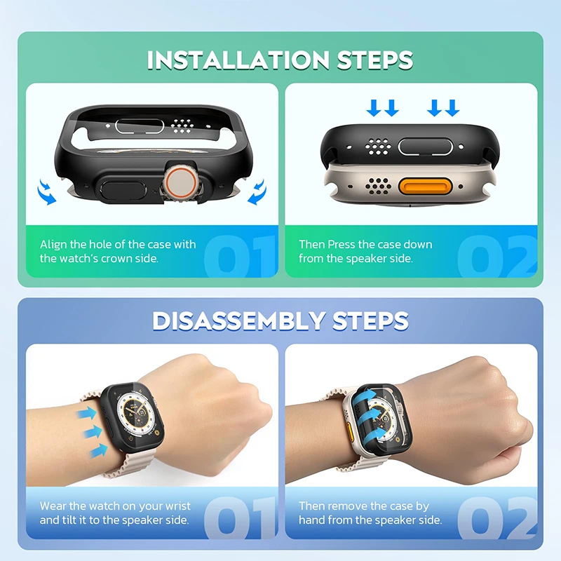 Glass+case For Apple Watch Ultra 2 case 49mm smartwatch PC Bumper+Screen Protector Tempered Cover iwatch series band Accessories view 5