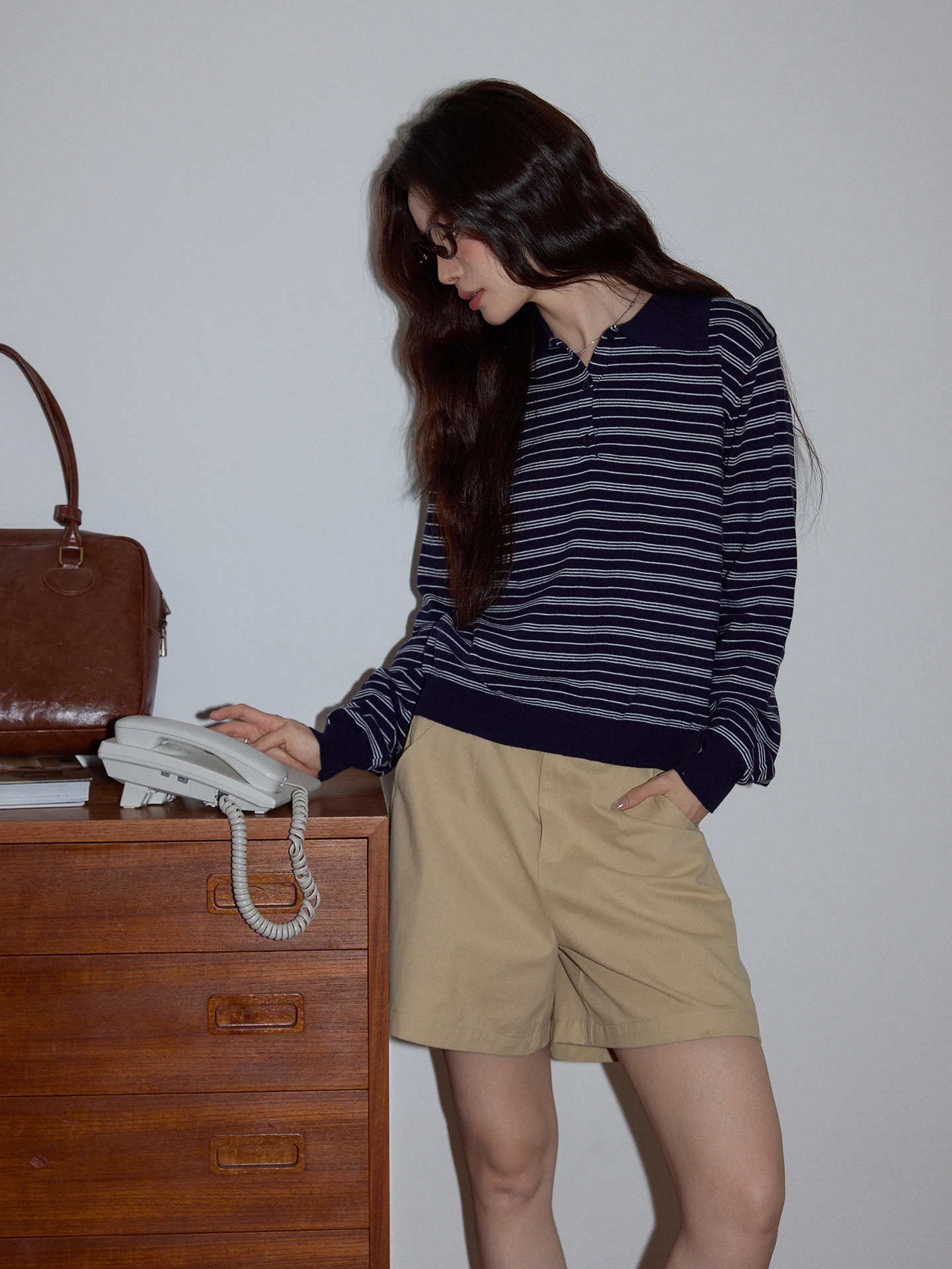 

Blue Striped Loose Long Sve Ne T-irt Women's Casual Sle Spring Faionable Top by Cha Cha Home