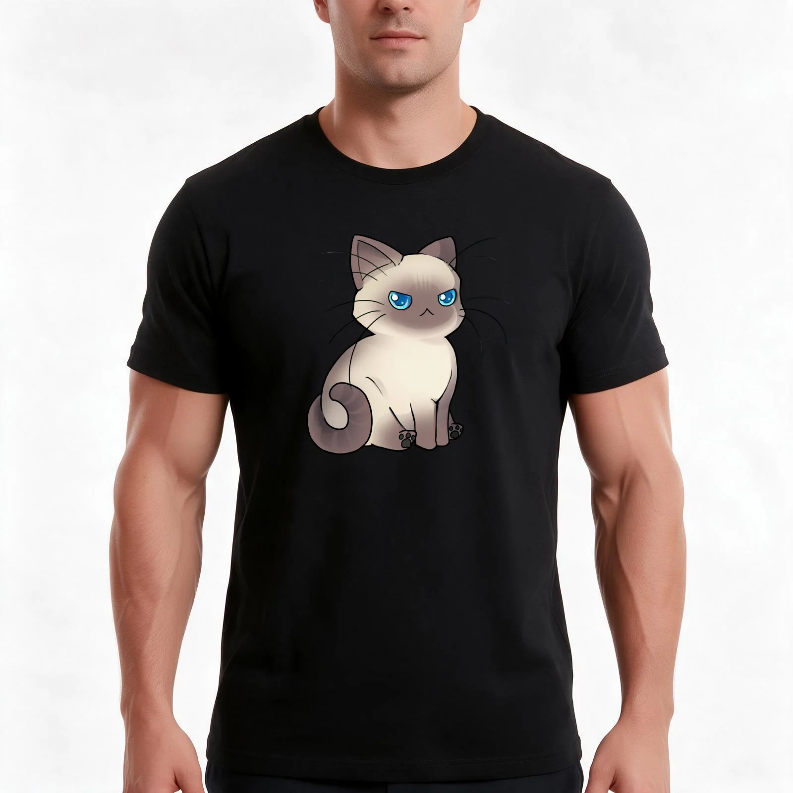 Booker the Siamese T-Shirt, Summer Casual Cotton Tee, Oversized Streetwear Tops, Vintage Graphic Print, Loose Fit Short Sleeve