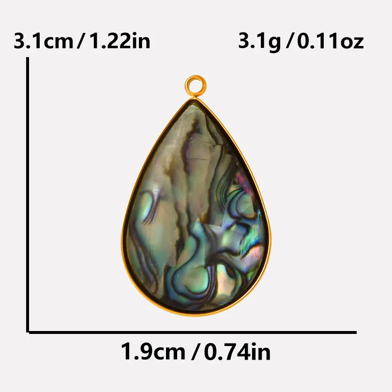 3pcs Abalone Shell Charm Round Rectangle Pendants
