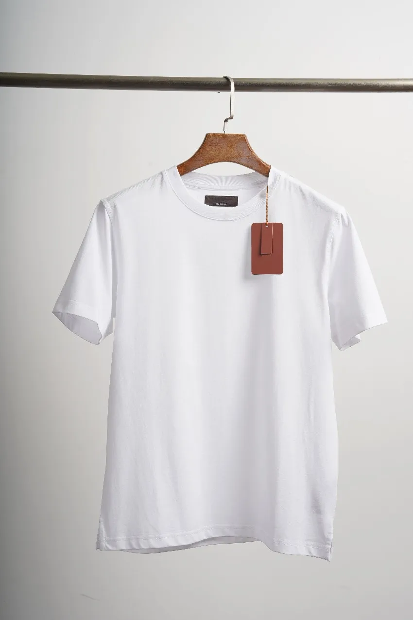 Mens Old Money Style 2026 Spring Summer Mercerized Embroidered Round Neck Simple Comfortable Casual Short Sleeve T Shirt