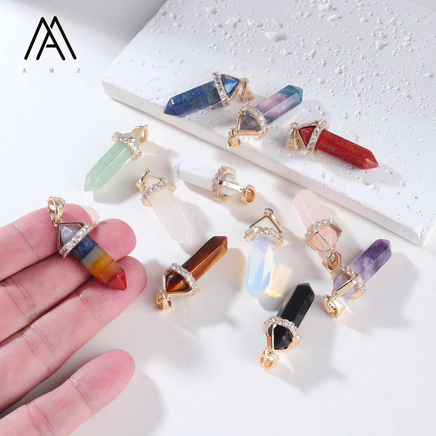 1/3/5/10 pièces, pendentifs he - Crystal Pendant Necklace Natural Stone avis et prix