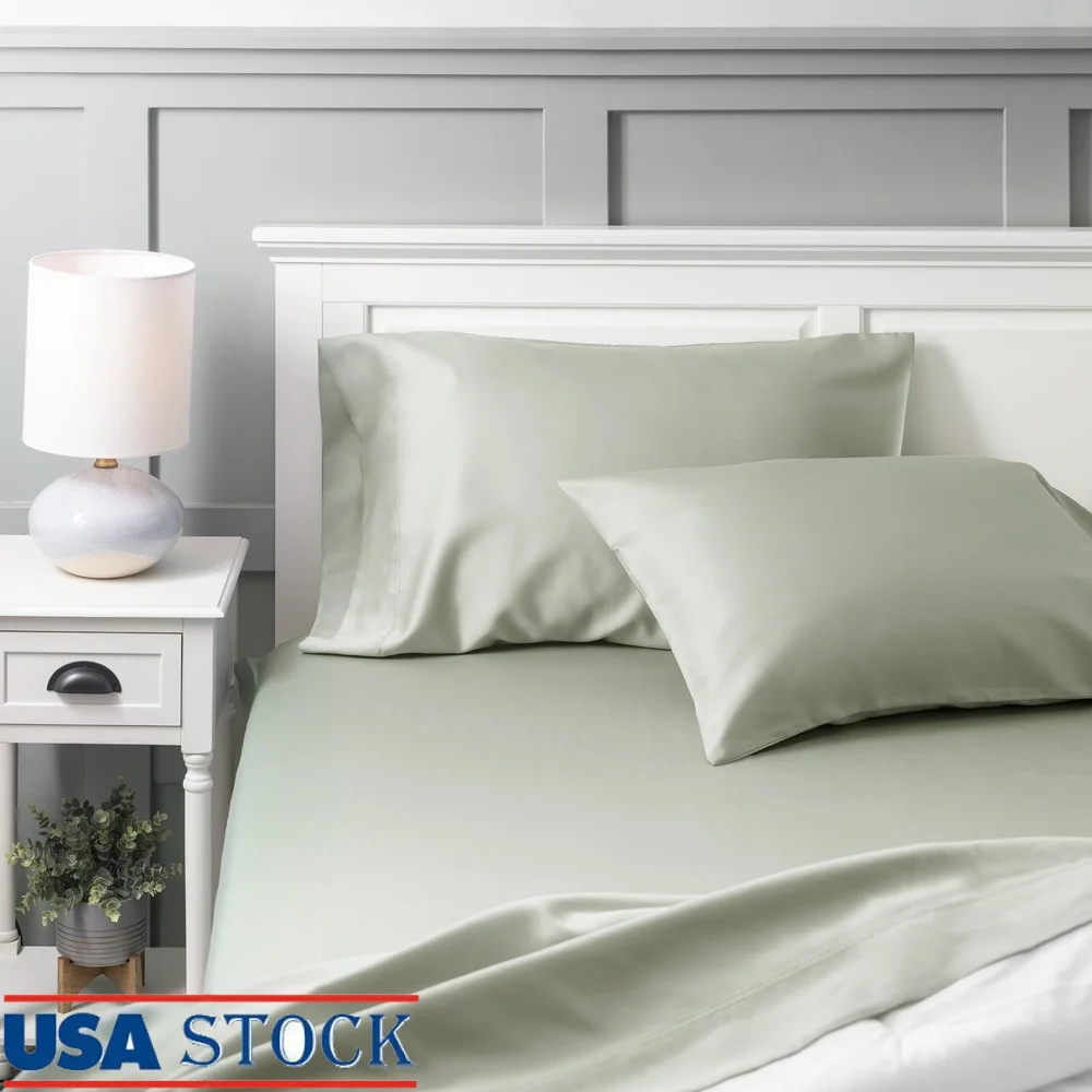 

500 Thread Count Tri-Blend Lyocell Cotton Polyester Bed Sheet Set Full Moisture Wicking Wrinkle Resistant Sateen Weave FlexiFit