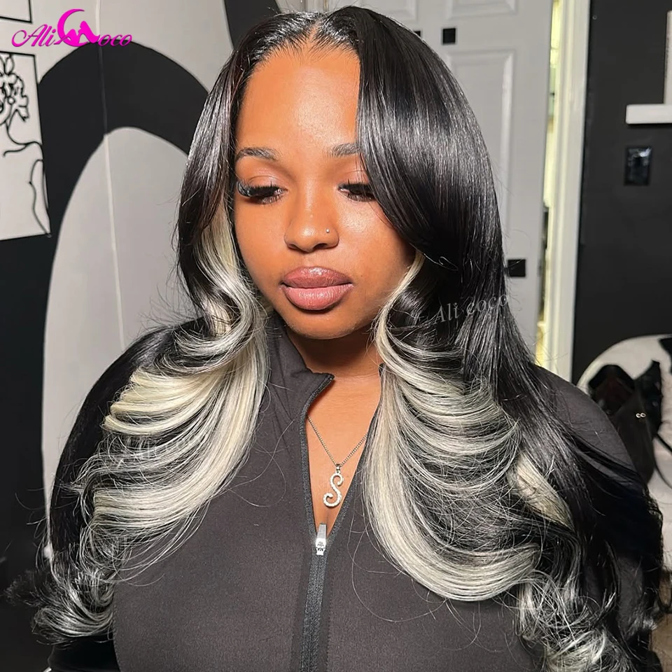 

Натуральный черный парик с блондинистыми прядями 613, 13x6, с кружевной передней частью, из человеческих волос, волнистый, плотность 180%, с кружевной застежкой 5x5, бразильские волосы