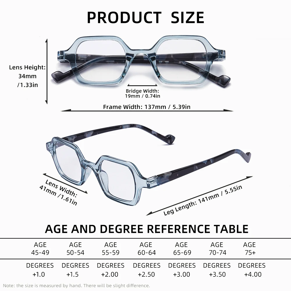 FORQUEEN Retro Lesebrille Frauen Kleine Quadratische Rahmen Presbyopie Hyperopie Gläser 1,0 ~ 3,5 Optische Linse Rezept Brillen – Detail 2