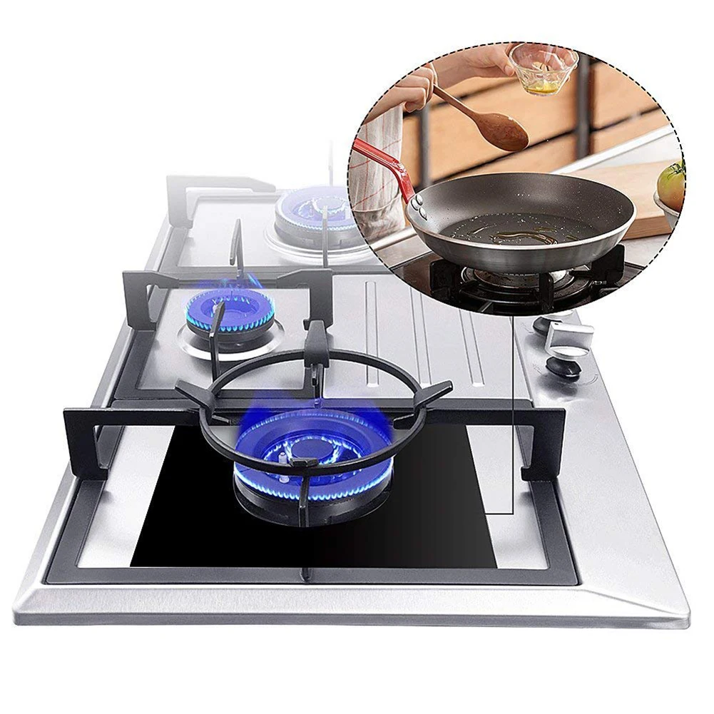 

4Pcs Black Gas Range Protector Covers Hob Stove Top Cooker Cover Reusable Protector Range Liner Non Stick Gas Mat 27x27cm