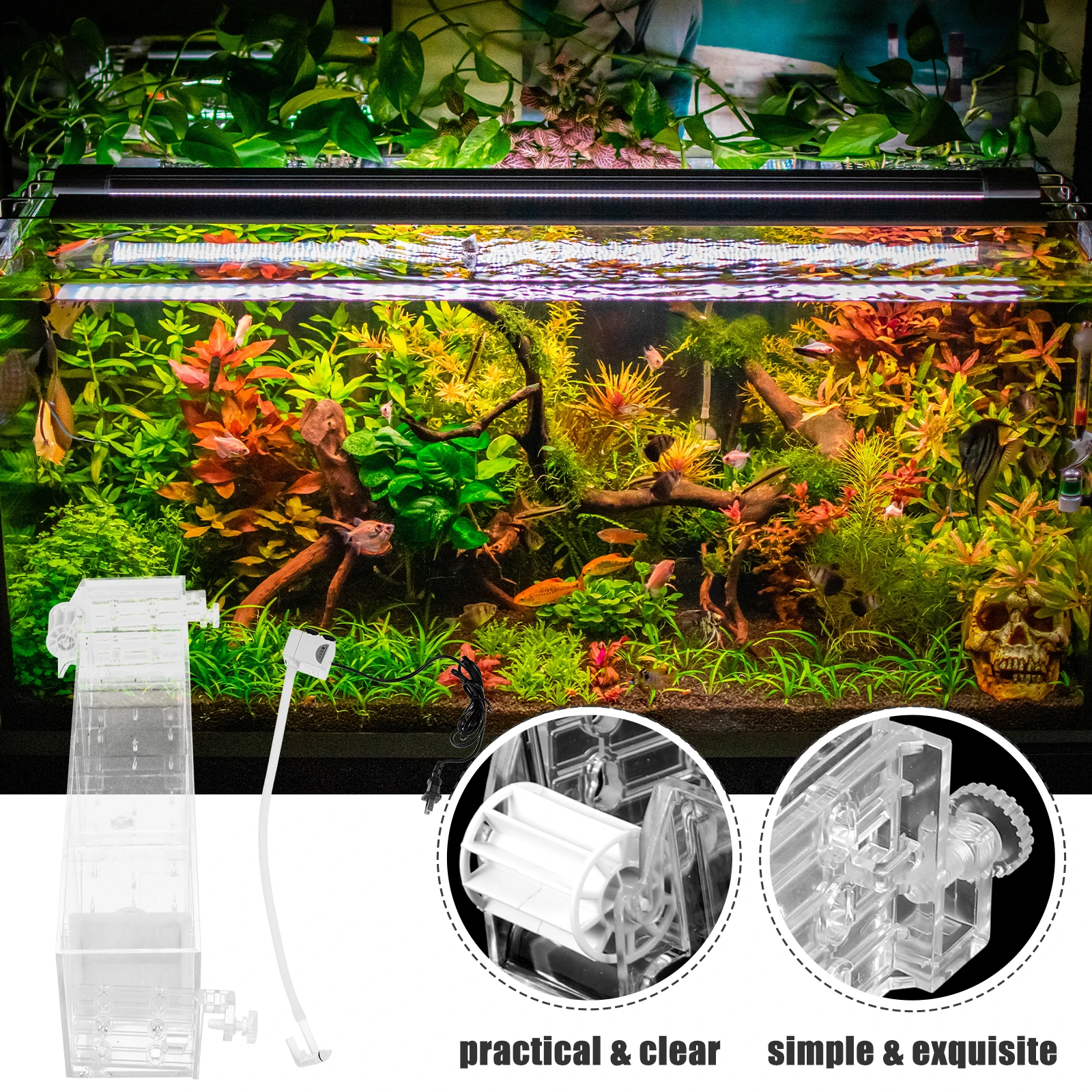 

1 Set Aquarium Filter Box Water Purification Transparent Filtration Fish Tank Tool Hanging Drip Box For Home Office Reusable