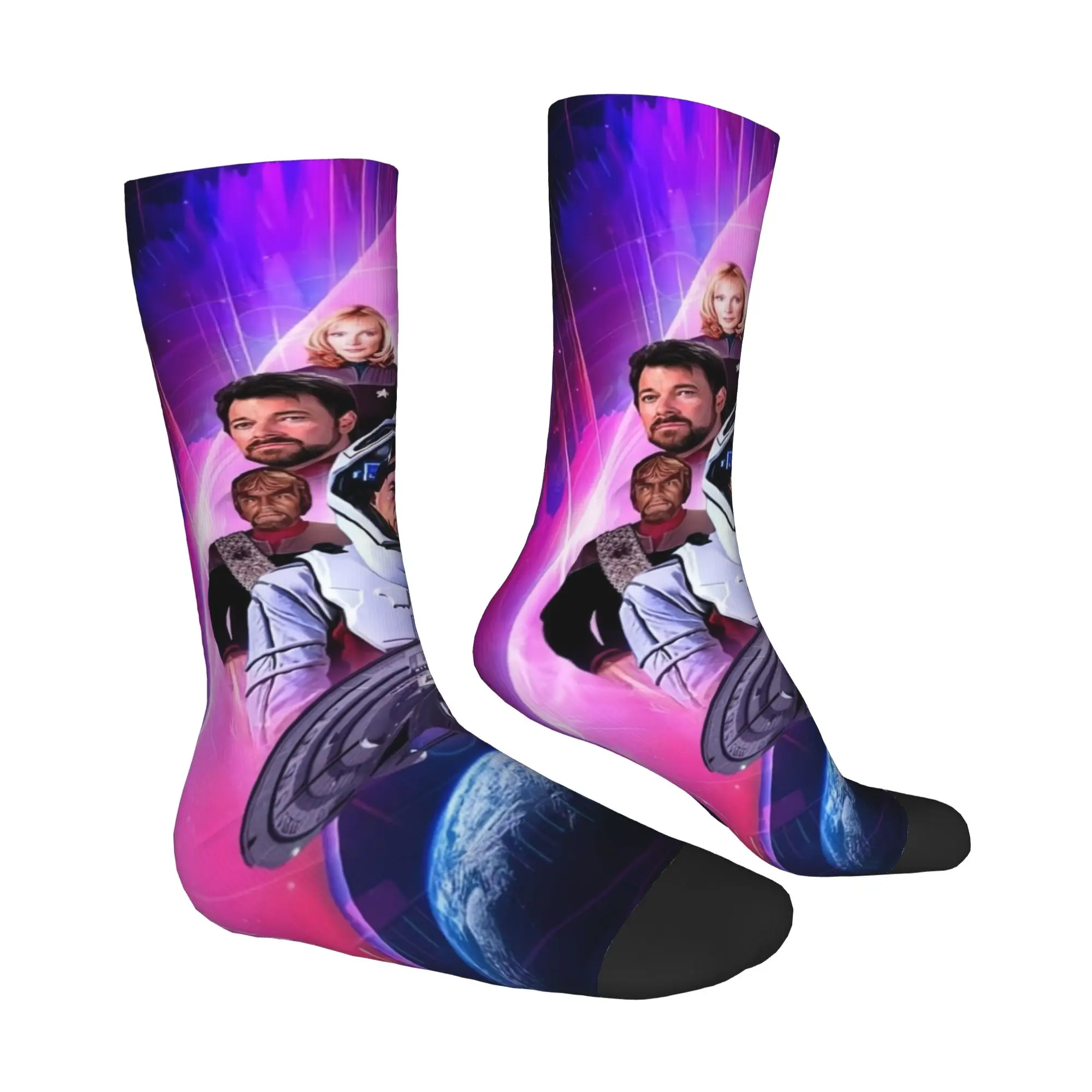 Fun Men's Star Trek Science Fiction TV Series  Dress Socks Unisex Comfortable Warm 3D Print  Crew Socks