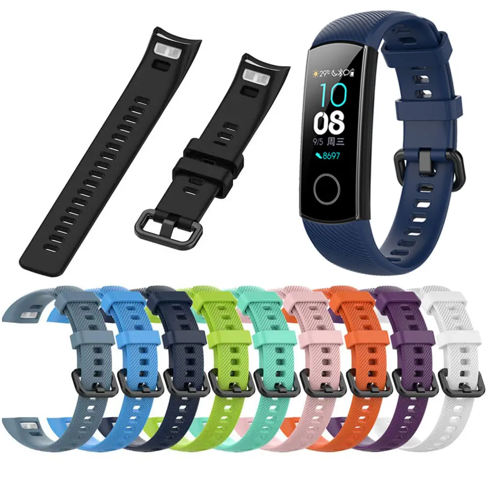 Pulseira de pulso de silicone para huawei honor band 4/5 relógio inteligente banda de substituição ajustável pulseiras para honra banda 4/5