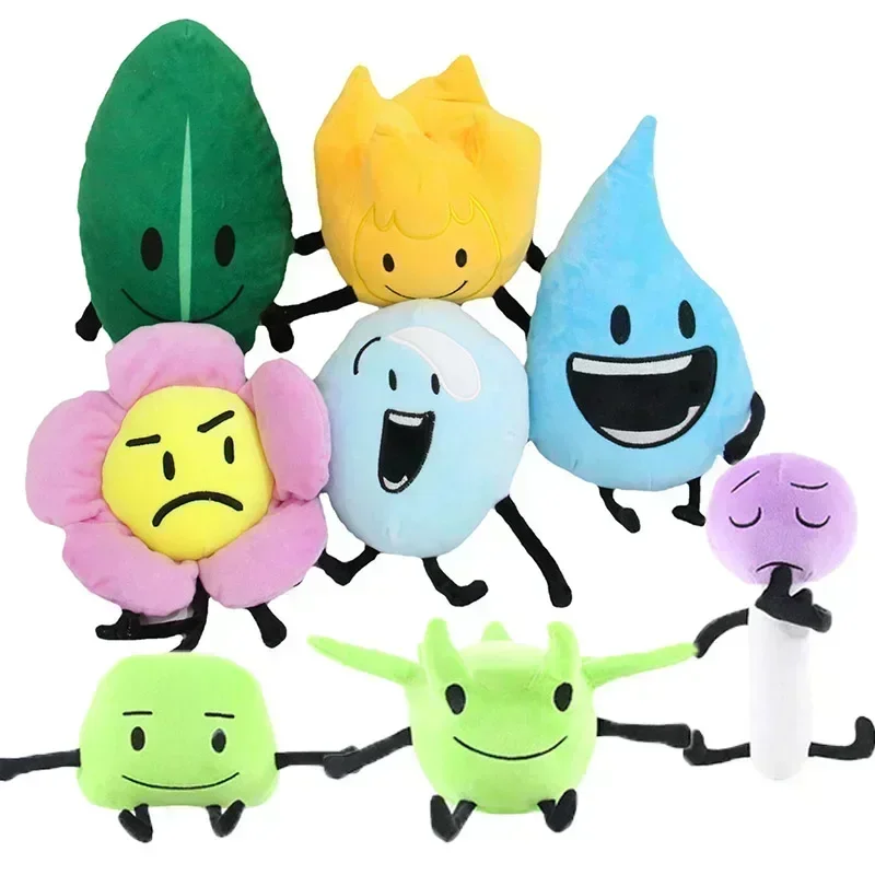 Battle for Dream Island Plush Toys BFDI Fire Flower Water drop Bubble Cake X Four Number Plushie Figure Stuffed Plants Doll Gift