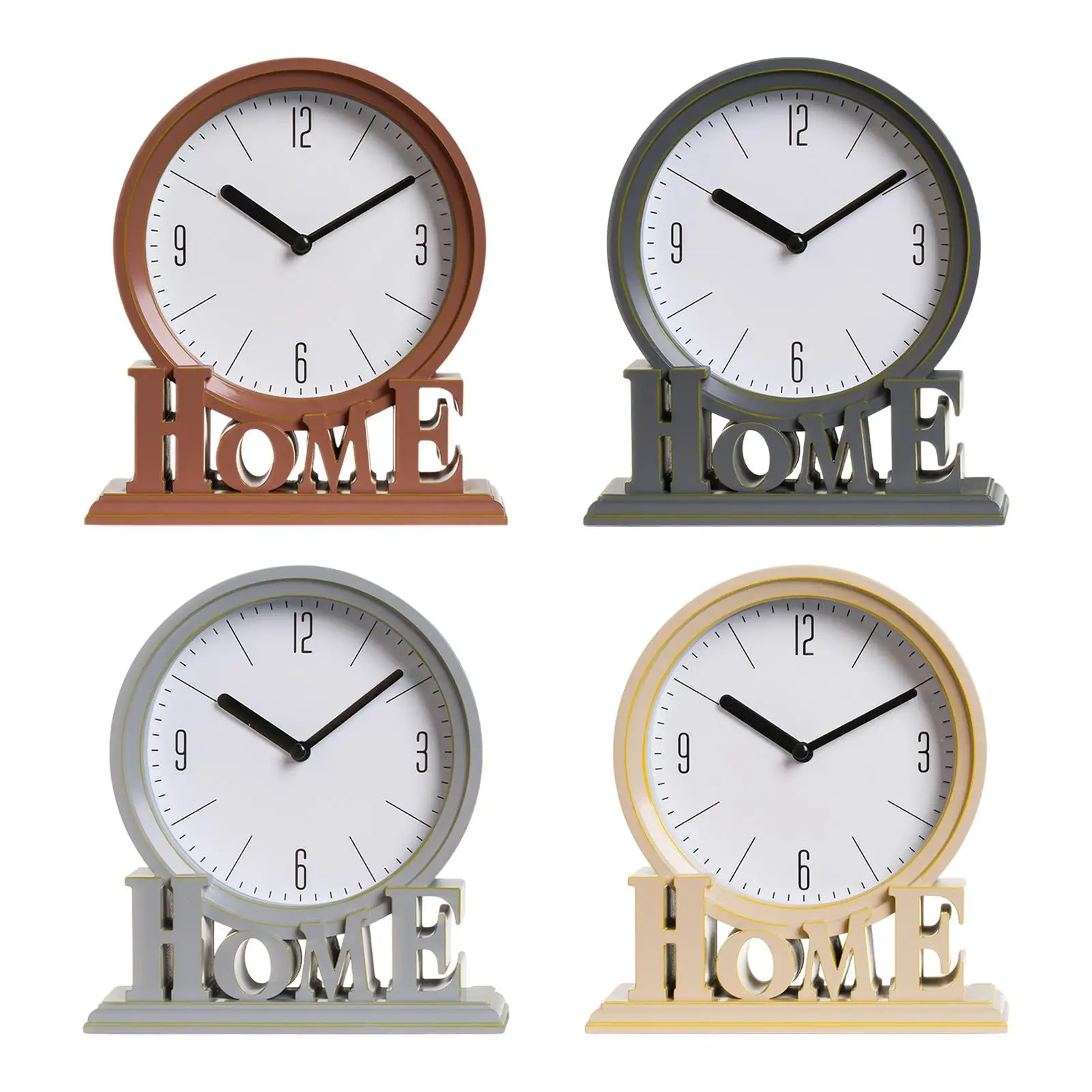 Vintage Style Desk Clock Shelf Non Ticking for Hotel Dorm Kitchen Island