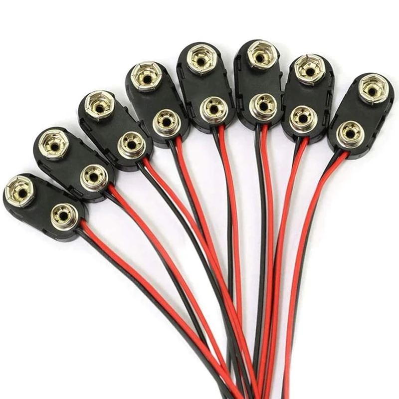 

100 Pieces Of 9V Battery Connector Button DC Clamp Male Wire Battery Adapter Terminal Type I 150Mm