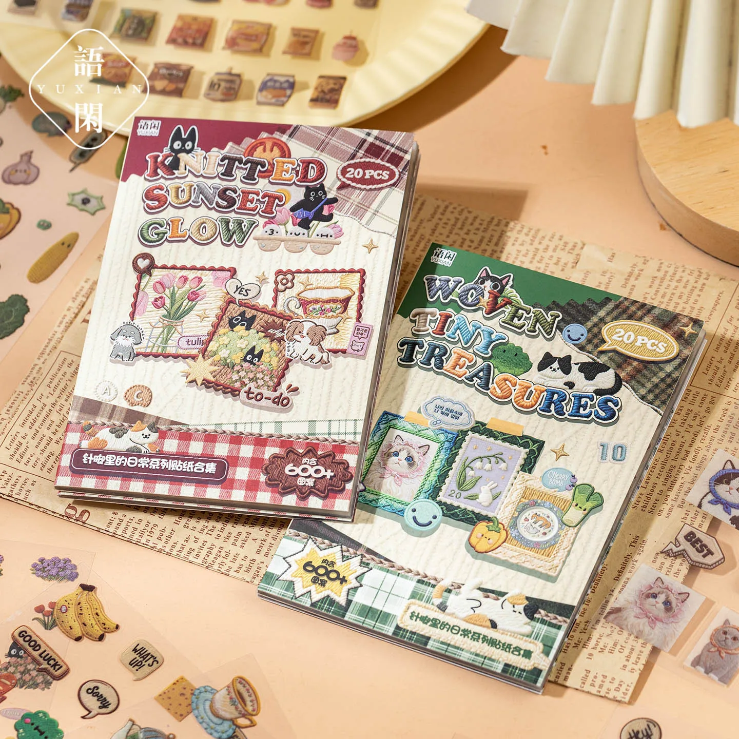 20 Stück/1 Set Kawaii-Aufkleber „The Everyday in Stitches“ für Journaling, dekoratives Scrapbooking und Sticker-Basteln