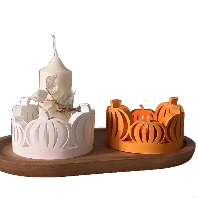قالب شمع من السيليكون على شكل قرع مجوف للشمعة حامل شمع مصنوع من الراتينج لتزيين مهرجان الخريف وعيد الشكر Y5GB