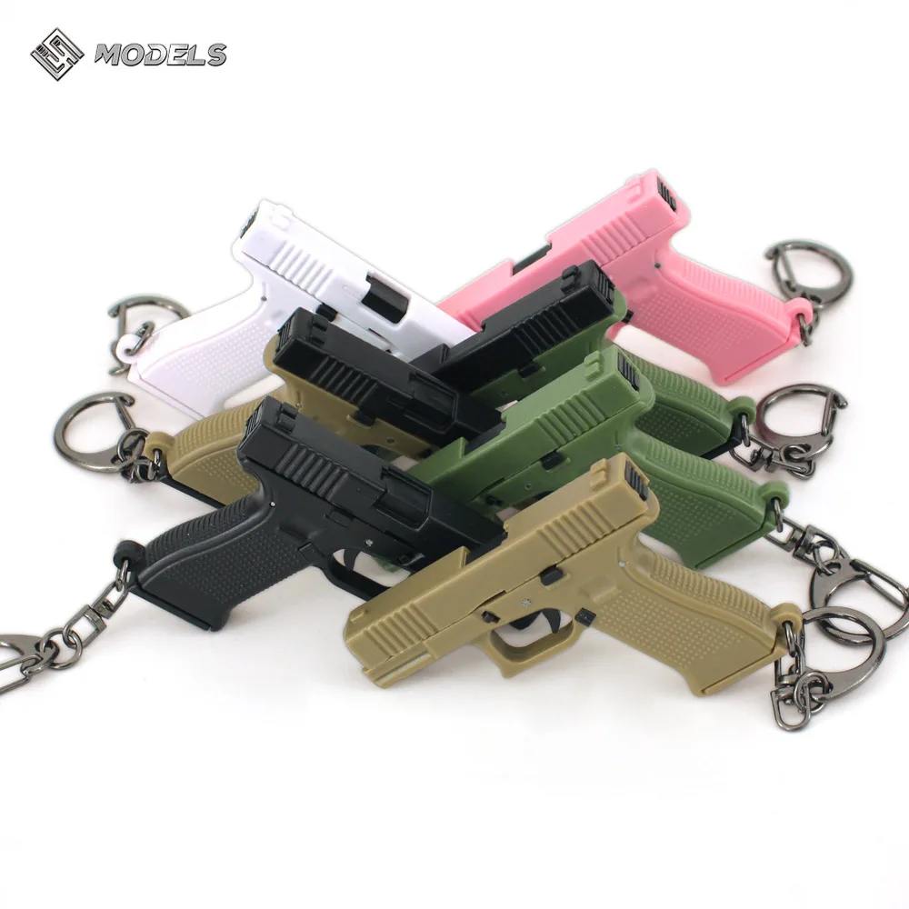 6.5cm Mini Gun Model GLOCK G17 Keychain Model Jewelry Weapon Metal Pendant Key Chain Chaveiro Bag Car Key Holders Gift For Men