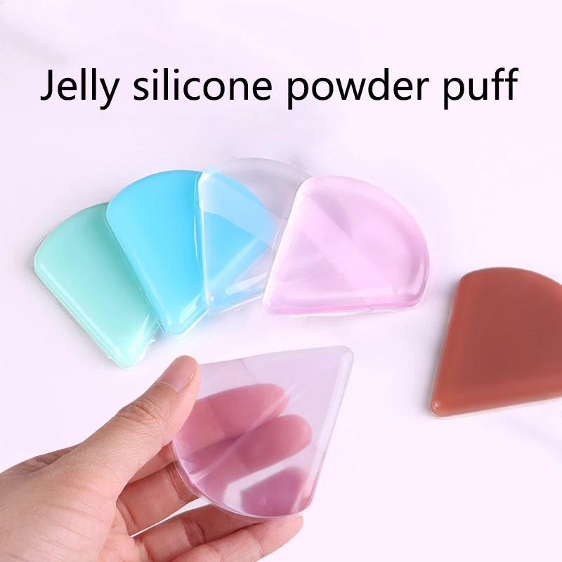 1 ชิ้นสามเหลี่ยมซิลิโคนเจลแป้งพัฟฟองน้ําสําหรับเครื่องสําอางค์ Foundation BB ครีมไม่มีแป้ง Eating Powder แต่งหน้าเครื่องมือ