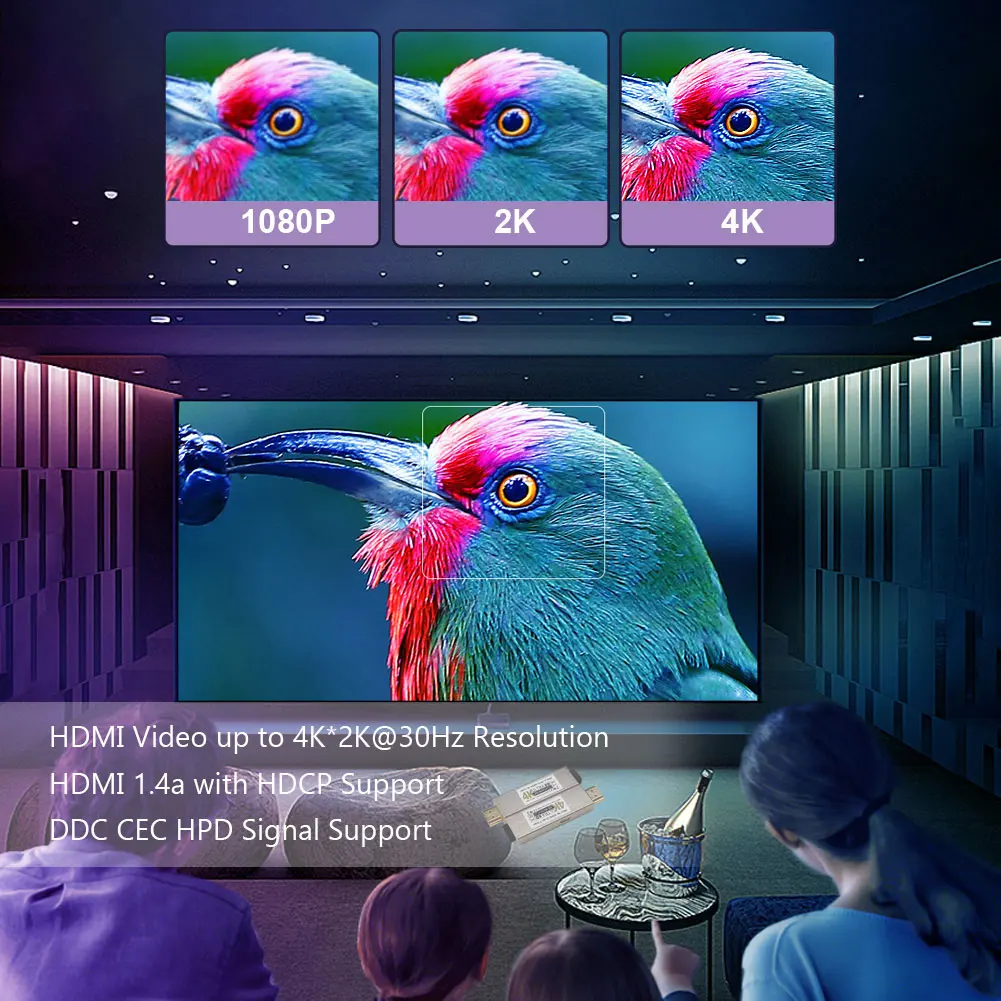 Mini 4K HDMI Fiber Extender, 4Kx2K 30Hz HDMI 1.4a Video Optical Transceiver, Up to 300m Uncompressed Over OM3 Multimode Fiber