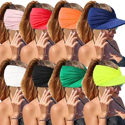 Women Wide Brim Sunhat Summer Outdoor Sun Hat Open Top Cap Female Sun Protection Visor Hat Beach Travel Seaside Hollow Caps