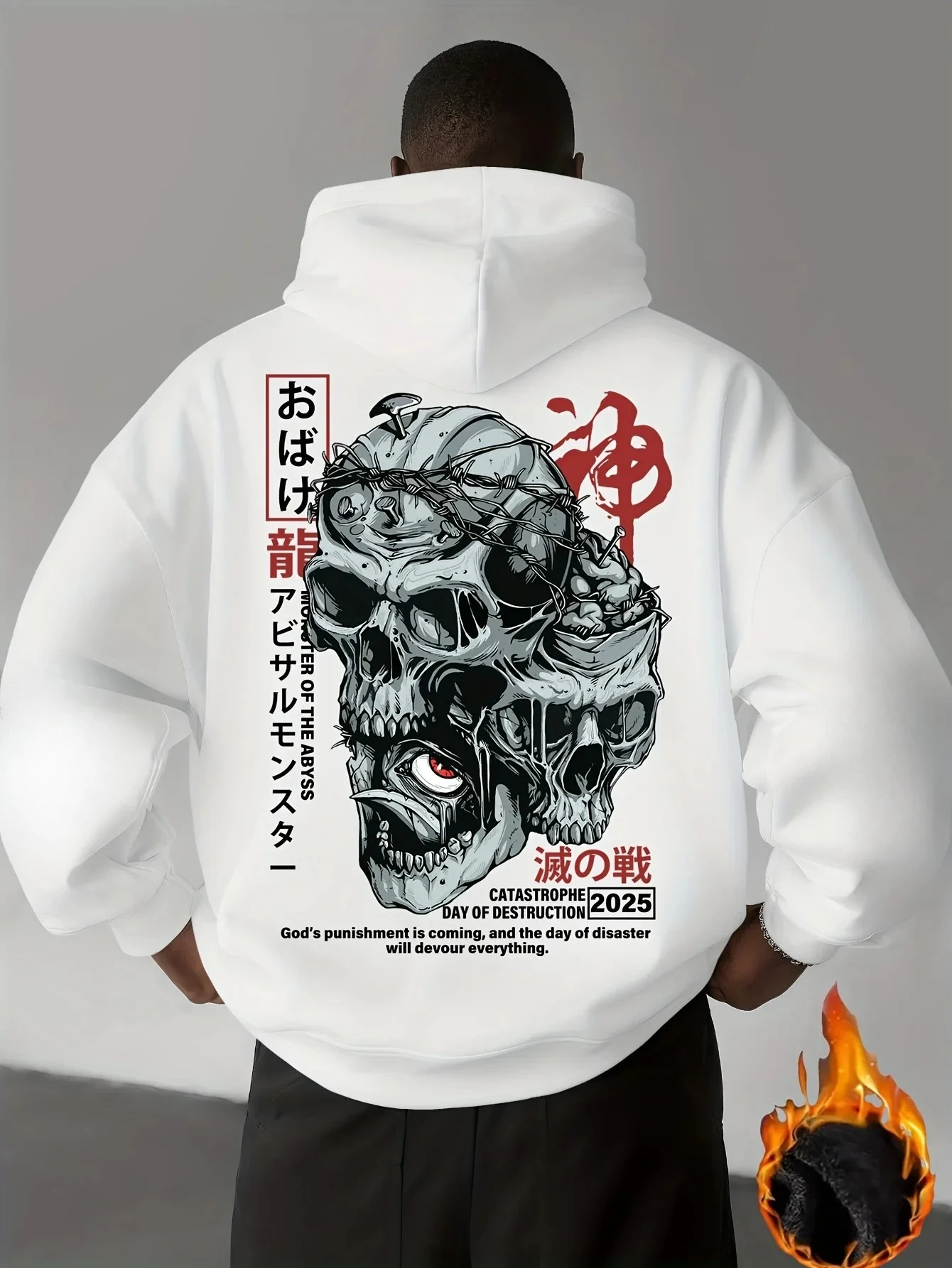 New Autumn/winter High-street Men's Hoodie Stacked Skull Print Lightweight Comfortable Breathable Trendy for Both Home Outings