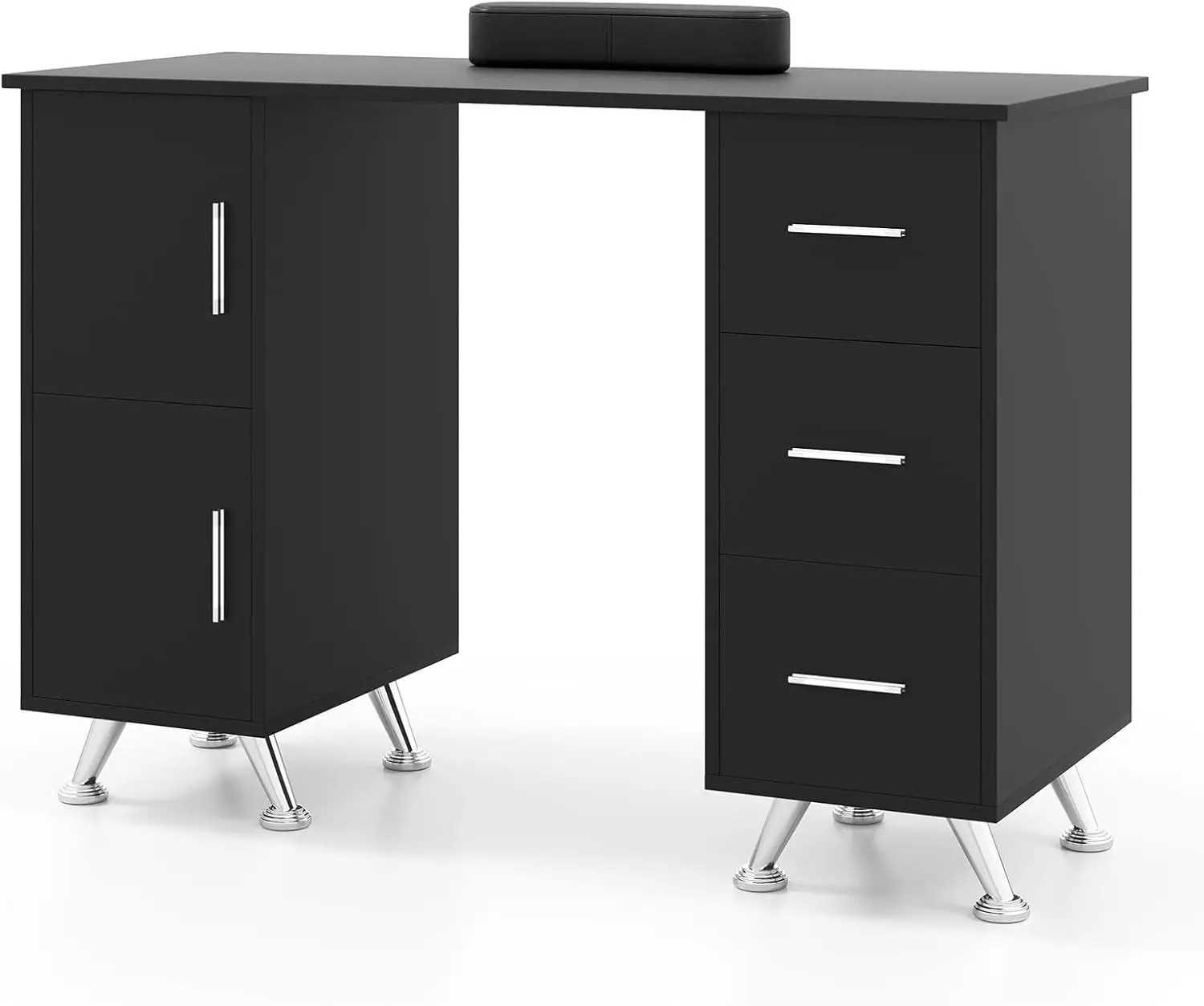 Manicure Table Nail Desk - Nail Table Station with 3 Drawers, 2 Storage Cabinet, Wrist Rest, Acetone Resistant Nail Art