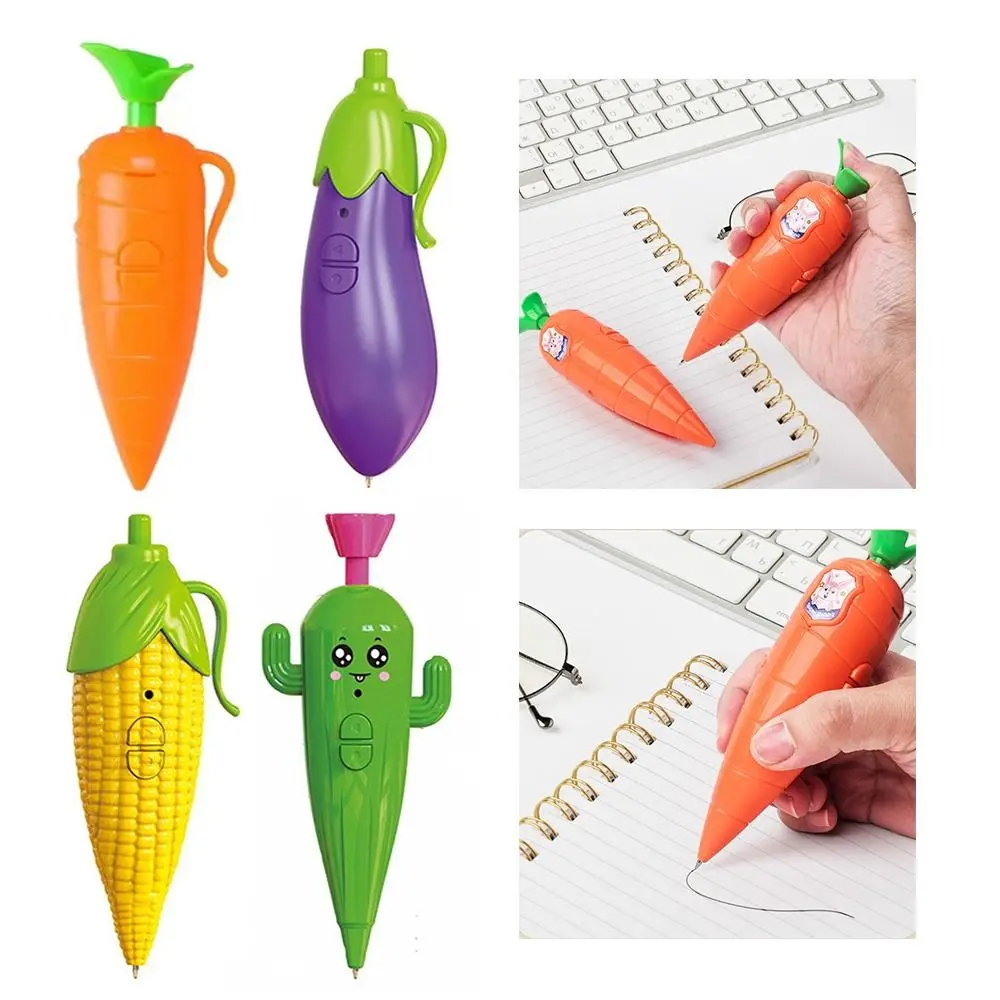 Carrot Eggplant Funny Voice Recorder Pen Corn Cactus Write Graffiti Cute Ballpoint Pen Novelty 2 in 1 60S Sound Recorder