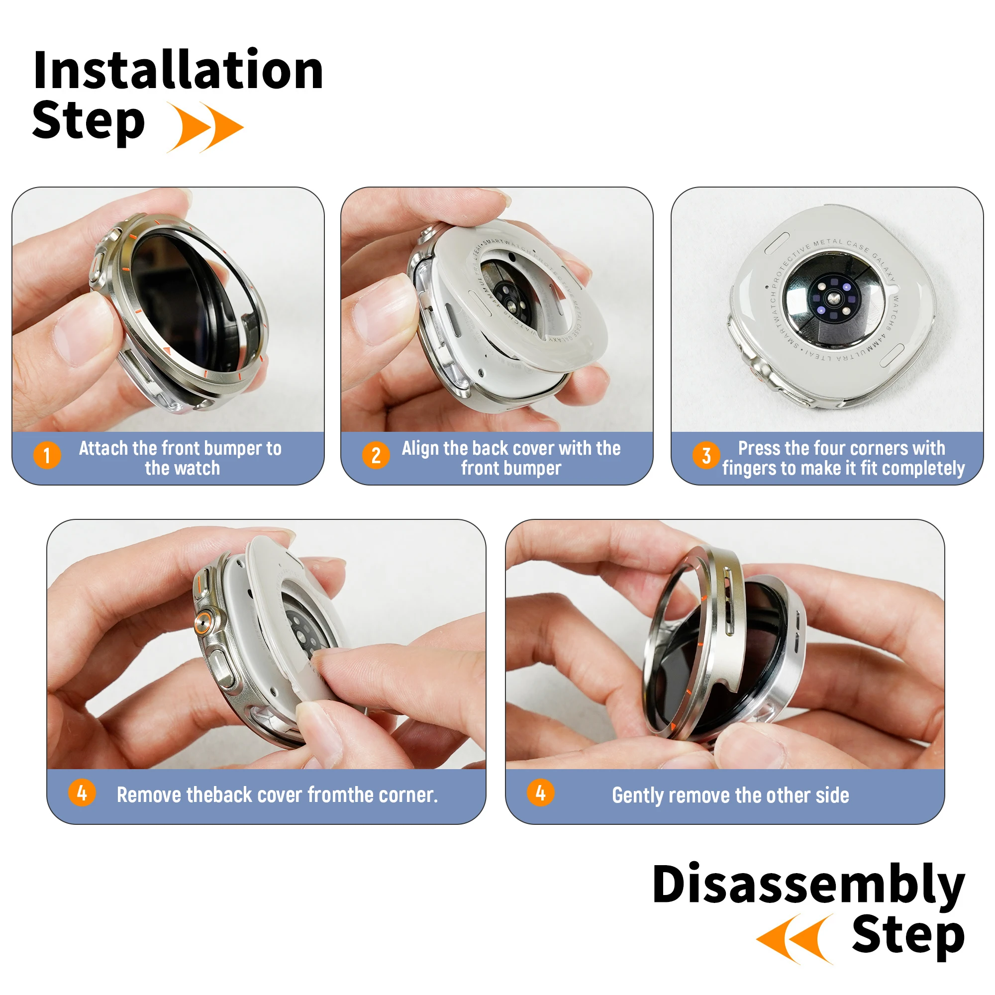 BUSKOZ Metallarmband + Gehäuse für Samsung Galaxy Watch 8 40mm 44mm Sportarmband Schutzhülle Metallband – Detail 2