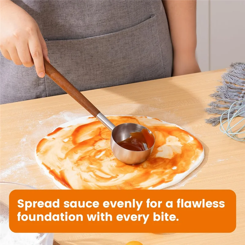 

MOPHE-Aluminum Pizza Peel Set(4 PCS), Metal Spatula(Foldable Wood Handle), Sauce Spoon& Pizza Rocker Cutter- For Baking Tools