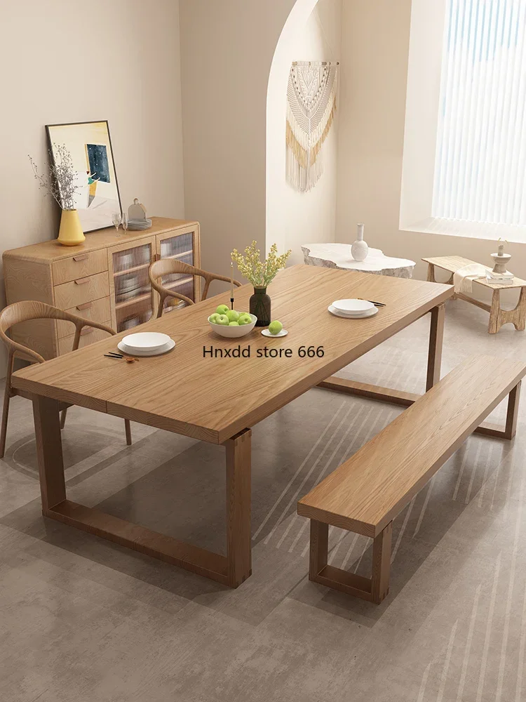 Mobian solid wood dining table and chair combination small apartment rectangle