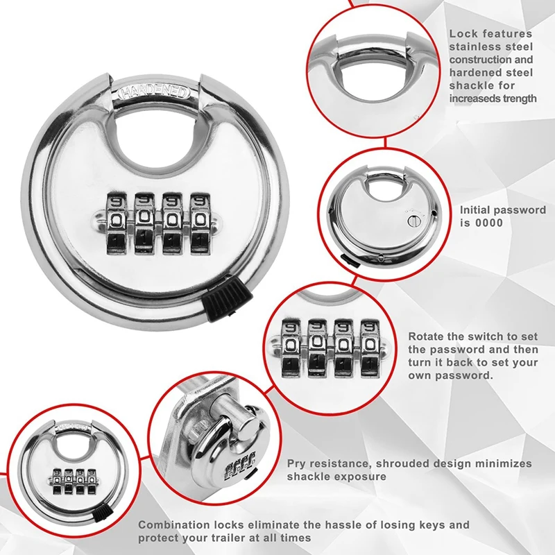 Gooseneck Trailer Lock Combination Lock, Model TL-50 Coupler Lock, For Use With Heavy Trailers, Livestock Haulers