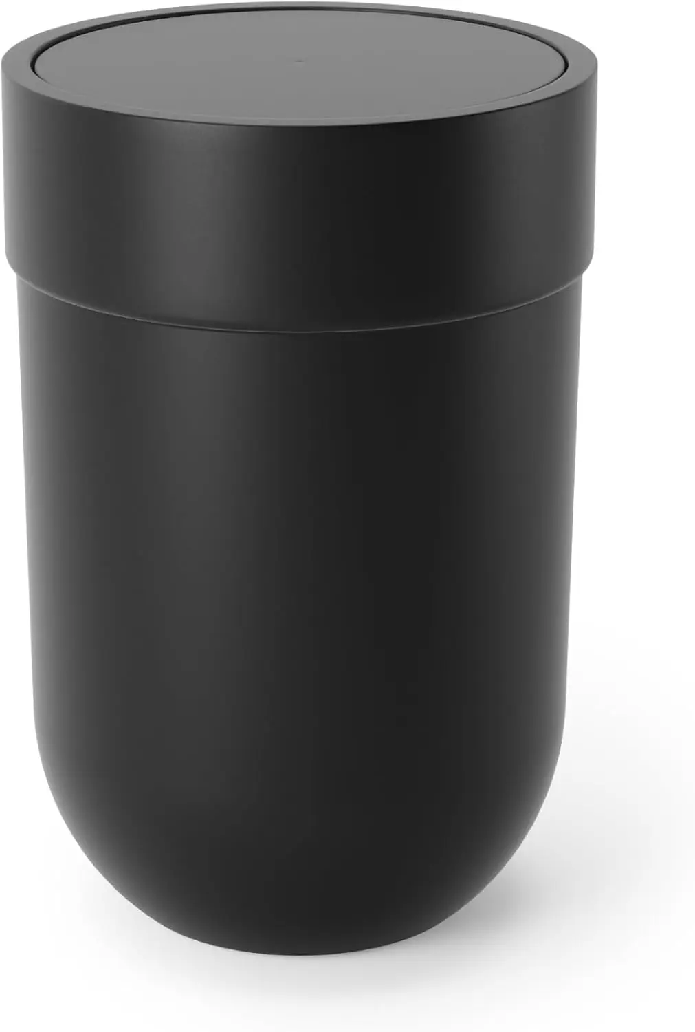 

Маленькая мусорная корзина с откидной крышкой объемом 1,6 галлона для ванной комнаты или офиса, черная