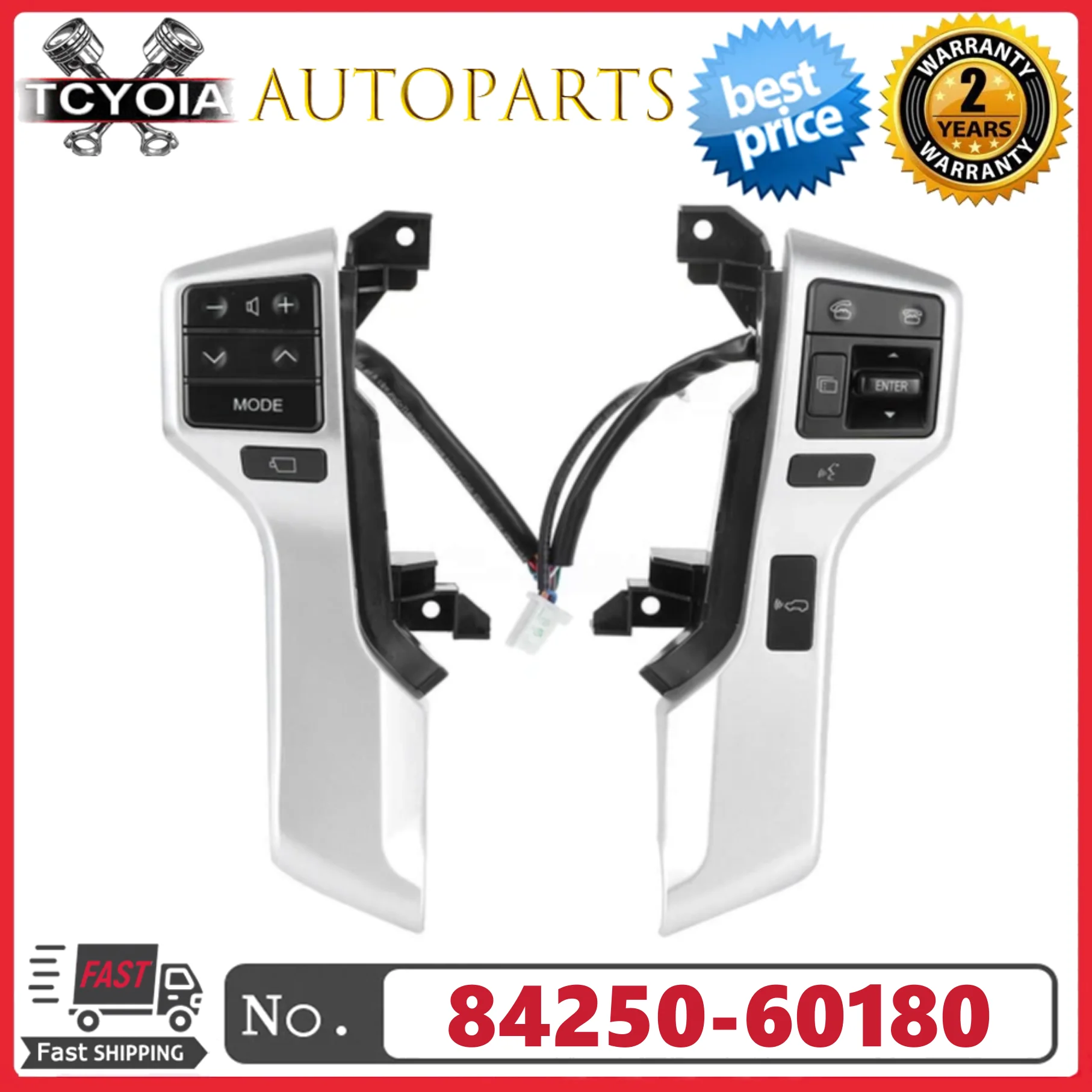 

84250-60180 8425060180 Multifunction Steering Wheel Control Switch with cable for Toyota Land Cruiser Prado GRJ150L 2010-2013