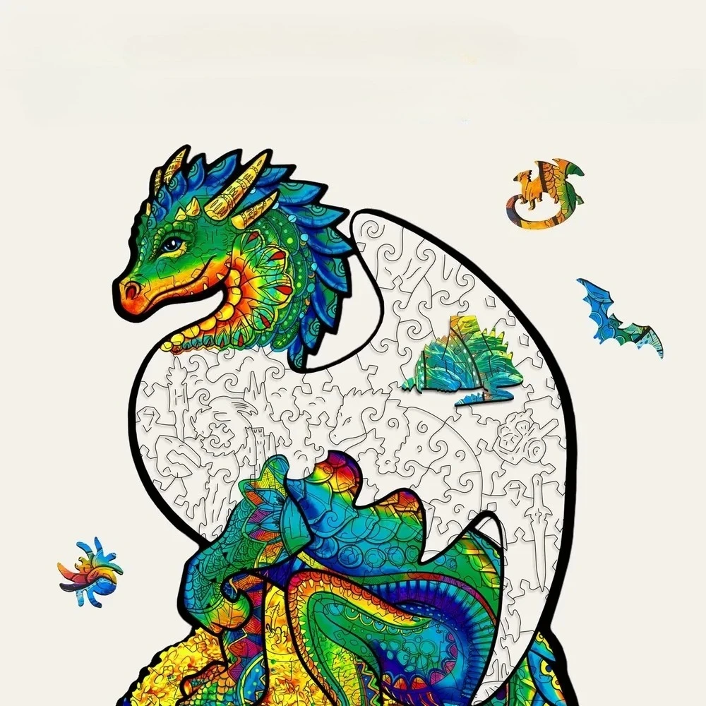 Forma unica Animale Puzzle in legno Drago pterosauro Divertimento sorprendente Gioco fai da te Artigianato a forma di regalo di Capodanno