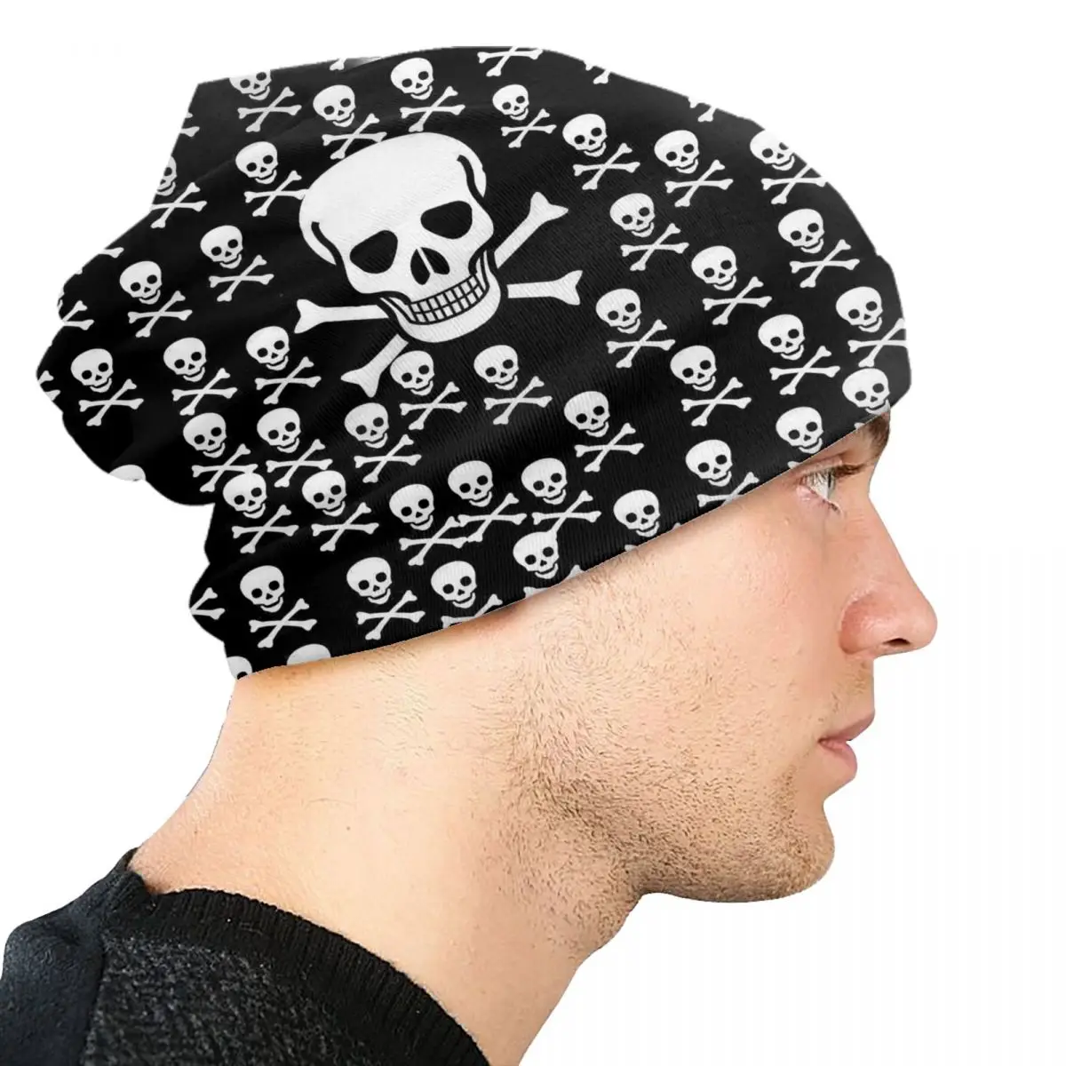 Custom Skull Print Bonnet Hats Street Knit Hat For Women Men Winter Warm Horror Skeleton Death Skullies Beanies Caps