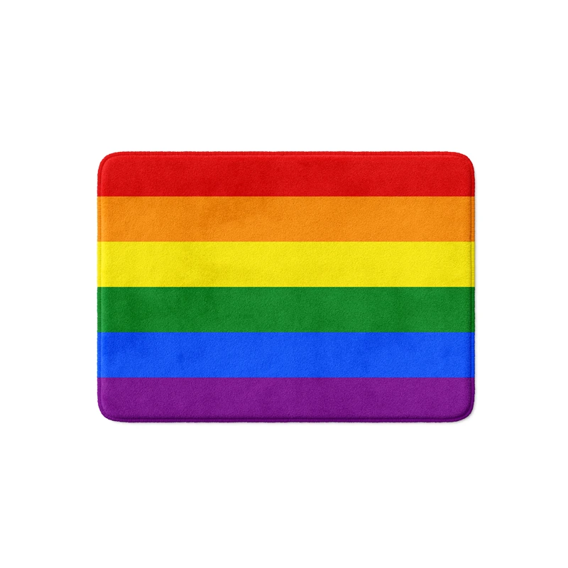 Aertemisi 6 Stripes Rainbow Flag Gay LGBT Bath Mat with Non Slip Base Absorbent Super Cozy Flannel Floor Rug Carpet