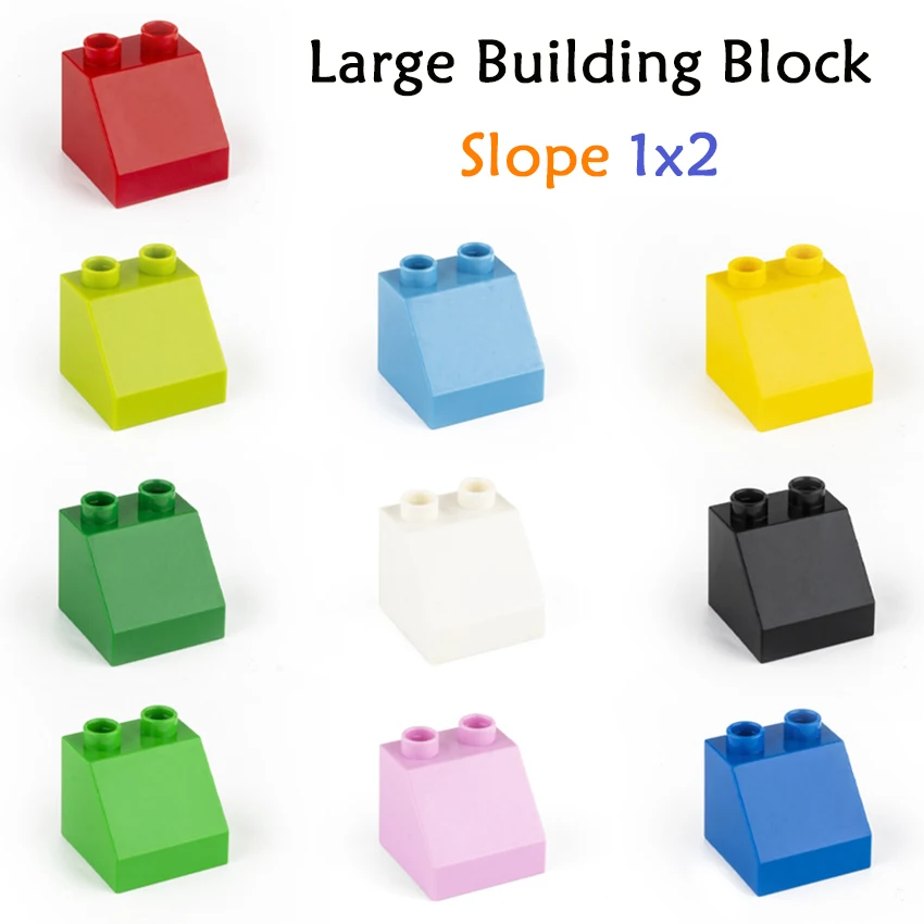 Large Particle Building Block 55/28/14pcs Components with Slope 1x2 DIY Educational Puzzle Assembly Building Block Wall Scene