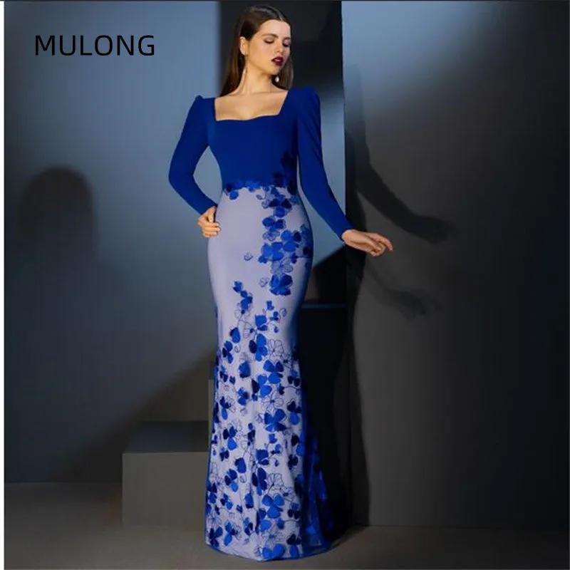 MULONG 3D Floral Mother of Bride Dresses Mermaid Floor Length Flowers Wedding Guest Gown Long Plus Size Mother\'s Party Wear