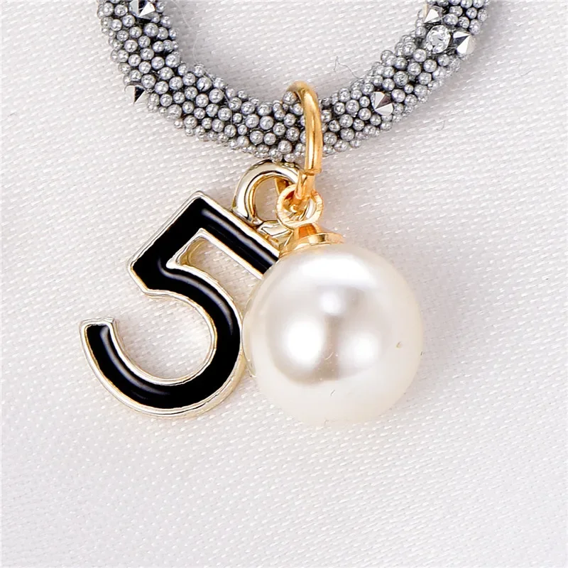 Gothic Number 5 Drop Earrings Fashion Big Pearl Circle Gold Color Earring Female Jewelry Valentine's Day Gift for Women