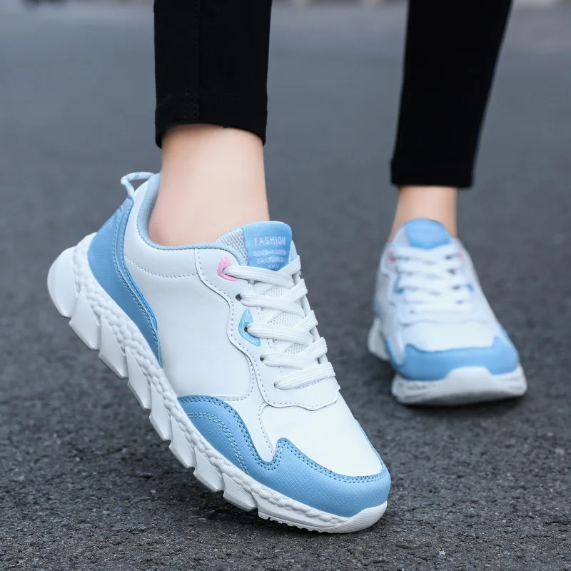 

2022 Sneakers Woman Tennis Shoes Lace-Up Leather Light Soft Breathable Female Zapatillas Mujer Chaussure Femme Plus Szie 35-41